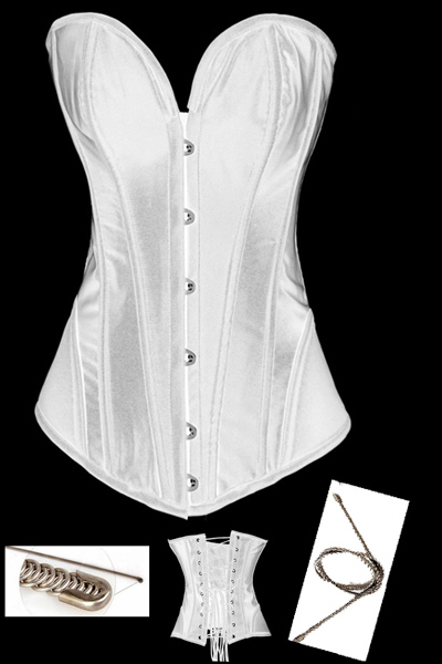 White Satin Strapless Steel Boned Corset